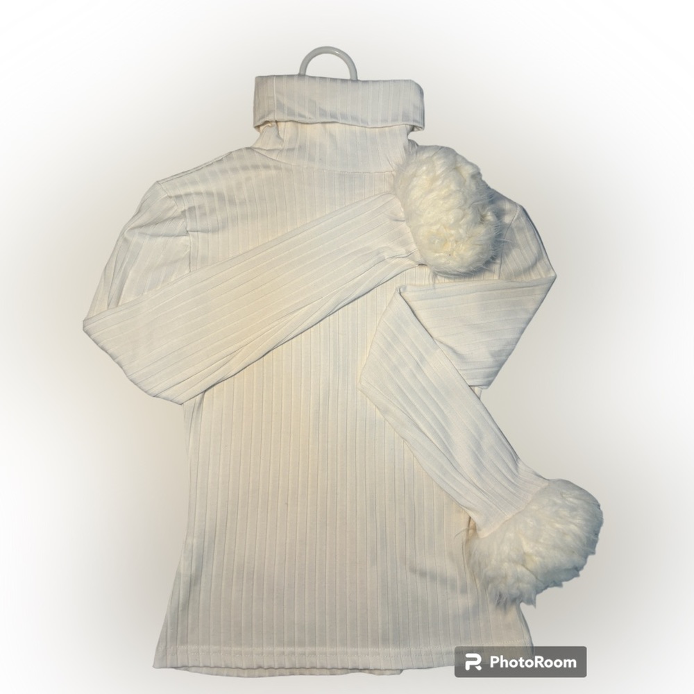 Fur trim Long Sleeve Turtleneck
